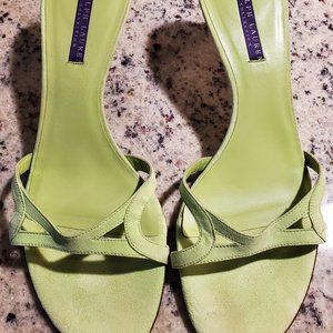 Ralph Lauren Collection 3" heel sandals - Size 10 - green suede